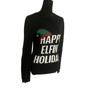 Rue21 Black "Happy Elfin Holiday" Sweater M